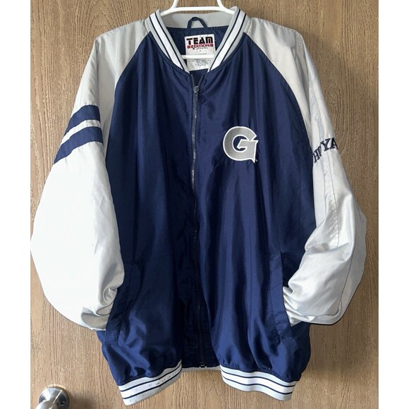 VTG 90’s Team Edition Apparel  Varsity Jacket Blue/Grey Hoyas Men’s Large - Picture 1 of 10